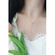 LDR24385 S925純銀精緻鋯石五角星流蘇項鏈