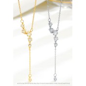 LDR24385 S925純銀精緻鋯石五角星流蘇項鏈