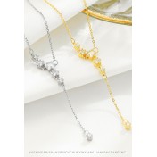 LDR24385 S925純銀精緻鋯石五角星流蘇項鏈