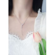 LDR24385 S925純銀精緻鋯石五角星流蘇項鏈