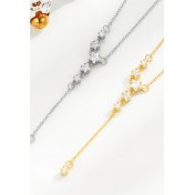 LDR24385 S925純銀精緻鋯石五角星流蘇項鏈