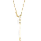 LDR24385 S925純銀精緻鋯石五角星流蘇項鏈