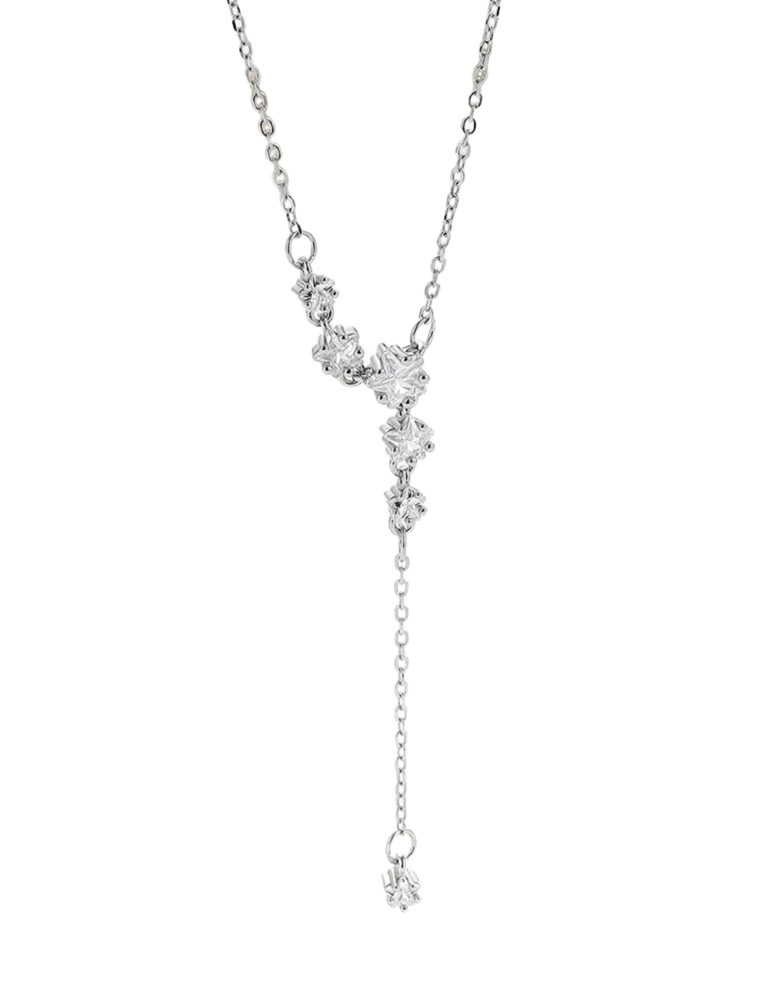 LDR24385 S925純銀精緻鋯石五角星流蘇項鏈