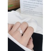 LDR24386 S925純銀拉絲貓咪開口戒指