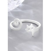 LDR24386 S925純銀拉絲貓咪開口戒指