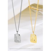 LDR24388 S925純銀凹凸面方牌項鏈