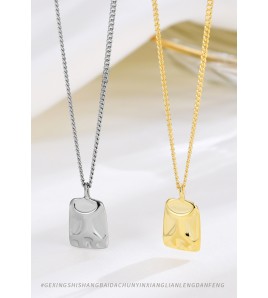 LDR24388 S925純銀凹凸面方牌項鏈