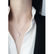 LDR24388 S925純銀凹凸面方牌項鏈