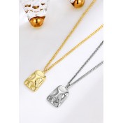 LDR24388 S925純銀凹凸面方牌項鏈