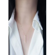 LDR24392 S925純銀一字方形長條項鏈