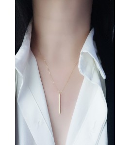 LDR24392 S925純銀一字方形長條項鏈