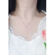LDR24392 S925純銀一字方形長條項鏈