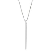 LDR24392 S925純銀一字方形長條項鏈