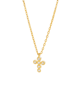 LDR24393 S925純銀簡約迷你鋯石十字架項鏈