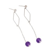 LDR24397-18 S925純銀紫水晶寶石耳環