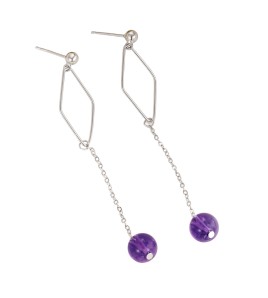 LDR24397-18 S925純銀紫水晶寶石耳環