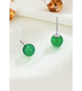 LDR24397-9 S925純銀綠瑪瑙耳環