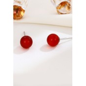LDR24397-14 S925純銀紅瑪瑙耳環