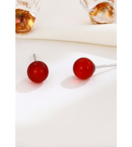 LDR24397-14 S925純銀紅瑪瑙耳環