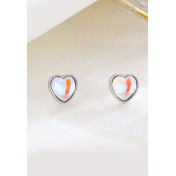 LDR24397-13 S925純銀月光石愛心耳環