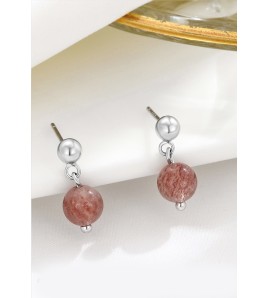 LDR24397-2 S925純銀紅瑪瑙耳環