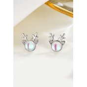 LDR24397-17 S925純銀小鹿月光石耳環