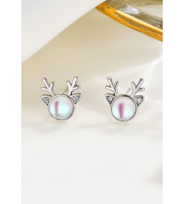 LDR24397-17 S925純銀小鹿月光石耳環