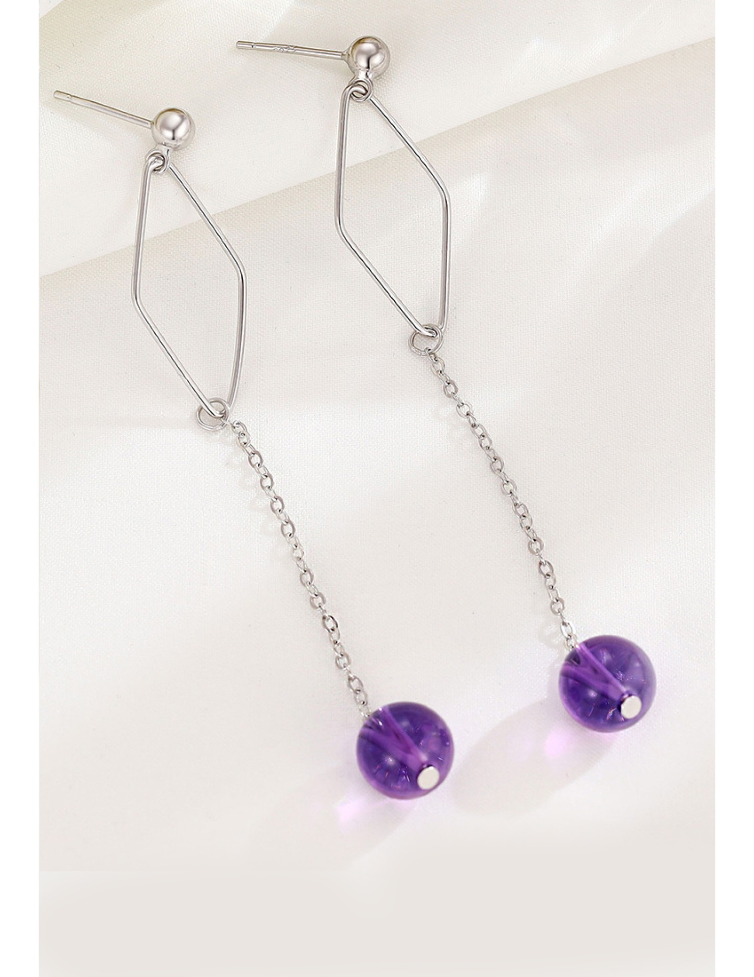 LDR24397-18 S925純銀紫水晶寶石耳環