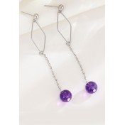 LDR24397-18 S925純銀紫水晶寶石耳環