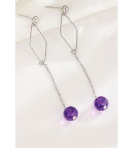 LDR24397-18 S925純銀紫水晶寶石耳環