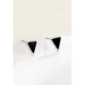 LDR24398 S925純銀黑色三角形方塊耳環