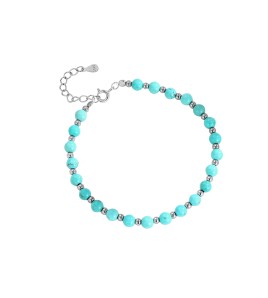 LDR24402 S925純銀松石銀珠手鏈