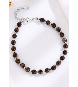 LDR24410-2 S925純銀咖啡色雪花石手鏈