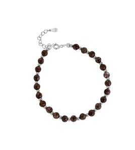 LDR24410-2 S925純銀咖啡色雪花石手鏈