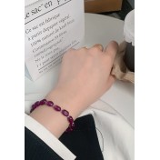 LDR24410-1 S925純銀紫色碧璽玉髓手鏈