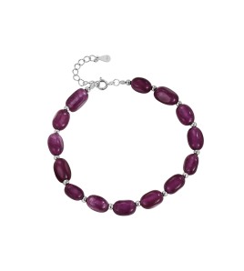 LDR24410-1 S925純銀紫色碧璽玉髓手鏈