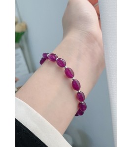 LDR24410-1 S925純銀紫色碧璽玉髓手鏈