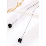 LDR24411 S925純銀時尚黑色方糖極光耳環