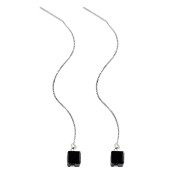 LDR24411 S925純銀時尚黑色方糖極光耳環