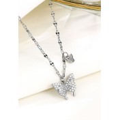 LDR24413 S925純銀鋯石蝴蝶項鏈