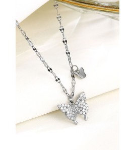 LDR24413 S925純銀鋯石蝴蝶項鏈