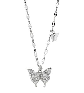 LDR24413 S925純銀鋯石蝴蝶項鏈