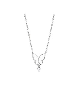 LDR24414 S925純銀滴釉白色蝴蝶項鏈