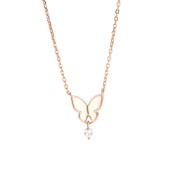 LDR24414 S925純銀滴釉白色蝴蝶項鏈