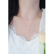 LDR24414 S925純銀滴釉白色蝴蝶項鏈