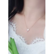 LDR24414 S925純銀滴釉白色蝴蝶項鏈