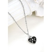 LDR24416 S925純銀黑色愛心蝴蝶結項鏈