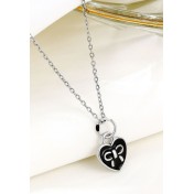 LDR24416 S925純銀黑色愛心蝴蝶結項鏈