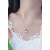 LDR24417 S925純銀立體光面愛心項鏈