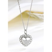 LDR24417 S925純銀立體光面愛心項鏈